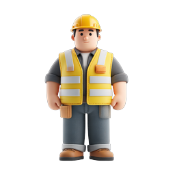 Construction Worker Clay 3D Character Icon