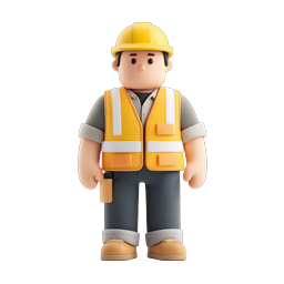 Construction Worker Character Icon - 3D Cartoon Builder
