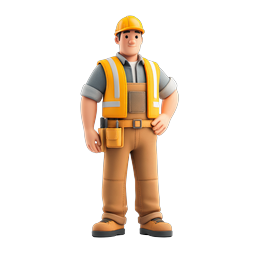 Construction Worker Character Icon - 3D Safety Professional