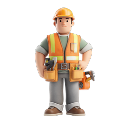 Construction Worker Character Icon - 3D Builder