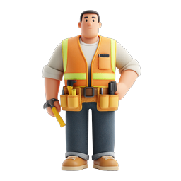 Construction Worker Character Icon - 3D Handyman