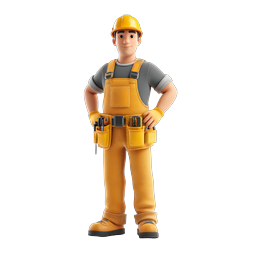 Construction Worker Character Icon - 3D Builder with Tools