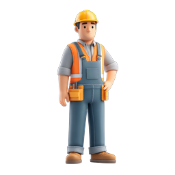 Construction Worker Icon - 3D Builder Character with Safety Gear