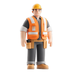 Construction Worker Character Icon - 3D Clay Style