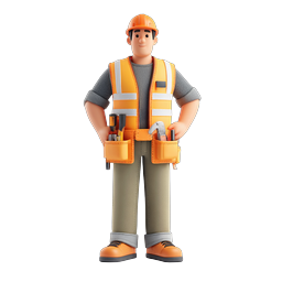 Construction Worker Icon - 3D Builder Character