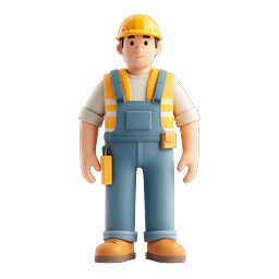 Construction Worker Icon - 3D Safety Character Design