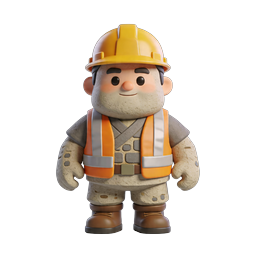 Construction Worker 3D Clay Style Icon | Building Industry