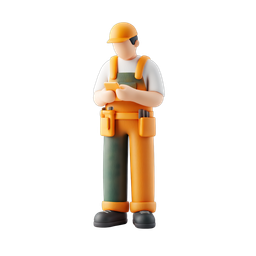 Stylized Construction Worker Icon for Modern Applications