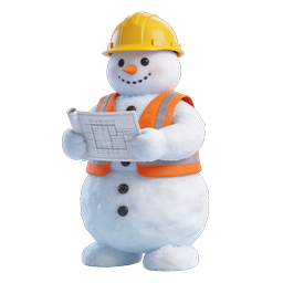 Construction Worker Snowman with Blueprint 3D Icon