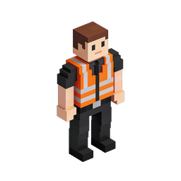 Construction Worker Voxel 3D Icon - Isometric Style