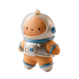 Ícone de personagem 3D de astronauta de biscoito fofo