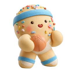 3D-иконка из глины: милое печенье-баскетболист
