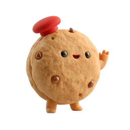 Cute Chocolate Chip Cookie Character with Red Beret Icon