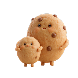 Cute Cookie Character Duo 3D Icon | Sweet Baking Mascot