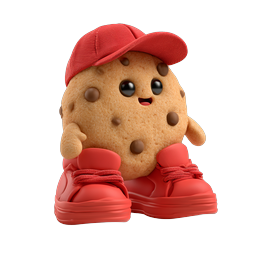 Cute Cookie Character Icon with Red Cap and Sneakers 3D