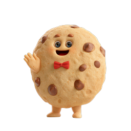 Cute Chocolate Chip Cookie Character 3D Icon