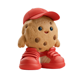 Cute Cookie Character Icon with Red Cap & Sneakers