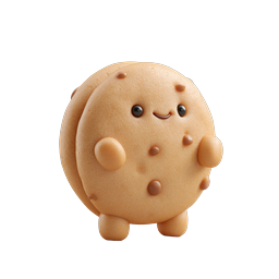 Cute Cookie Character 3D Icon - Kawaii Dessert Mascot