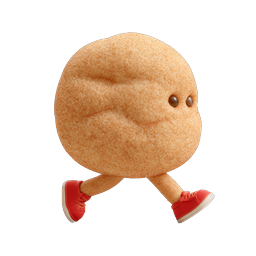 Walking Cookie Character Icon - 3D Clay Style Mascot
