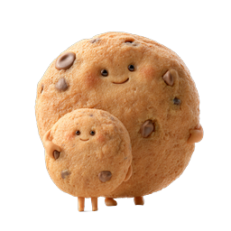 Cute Chocolate Chip Cookie Family 3D Icon