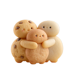 Cute Cookie Friends Hug - 3D Clay Style Icon