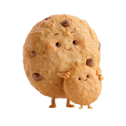 Adorable Chocolate Chip Cookie Hug Character Icon