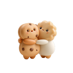 Kawaii Cookie & Mochi Hug Clay-Style Icon