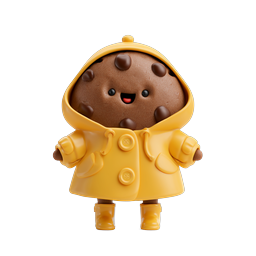 Cute Cookie Character in Yellow Raincoat 3D Icon