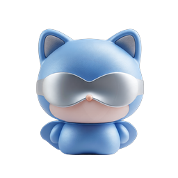 Cool Blue Cat with Chrome Goggles 3D Icon