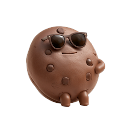Cool Chocolate Chip Cookie Character Icon - 3D Clay Style