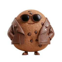 Cool Cookie Character 3D Icon with Leather Jacket