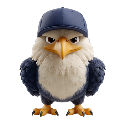 Cool Eagle Mascot 3D Icon with Baseball Cap