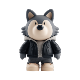 Ícone de Personagem Husky Descolado - Cachorro de Desenho Animado 3D com Jaqueta de Couro
