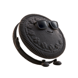 Cool Oreo Cookie Mascot Icon with Sunglasses 3D