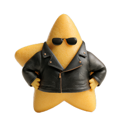Cool Star Character 3D Icon - Trendy Biker Mascot Design
