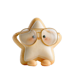 Cool Star Character Icon with Sunglasses - Cute 3D Design