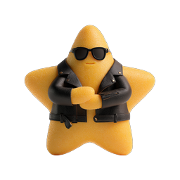 レザージャケットを着たクールな星のキャラクターアイコン
