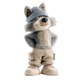 Cool Wolf Character 3D Rendered Mascot Icon