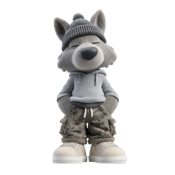 Personaggio lupo figo in streetwear - Icona 3D