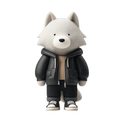 Cool Wolf Character 3D Icon in Urban Streetwear