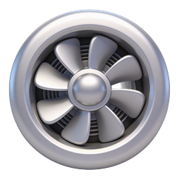 Cooling Fan Icon - 3D Metallic Technology Symbol