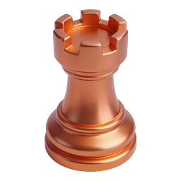 Copper Chess Rook Icon | Realistic 3D Metallic Game Piece