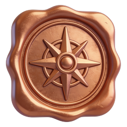 Kupfer-Kompass-Wachssiegel-Icon - Nautische Navigation