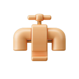Copper Cross-Handle Faucet 3D Icon - Realistic Render