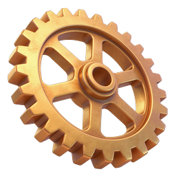 Copper Gear Icon - Steampunk Mechanical 3D Render