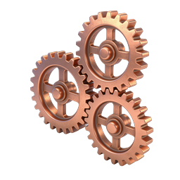 Copper Gears Icon - 3D Mechanical Settings Icon