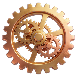 Copper Gears Icon - Mechanical 3D Illustration