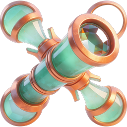 Copper X-Shaped Crystal Device Icon - 3D Rendered