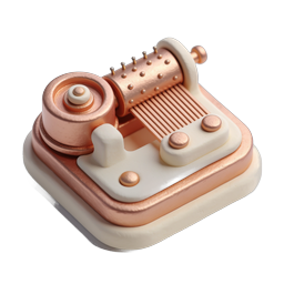 Vintage Copper Machine 3D Icon - Mechanical Device