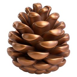 Copper Pine Cone 3D Icon - Metallic Nature Symbol